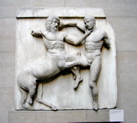 British Museum - Parthenon Metope, Centaur fighting a Lapith
